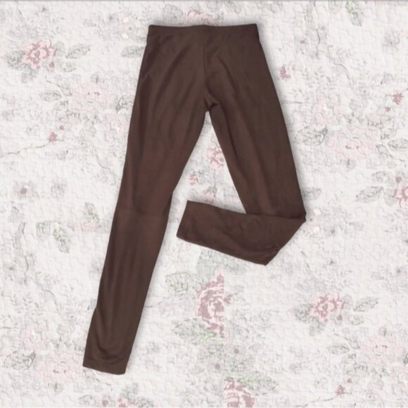 H&M Suedette Chocolate Brown Moto Leggings- XS- Like New - Picture 1 of 11